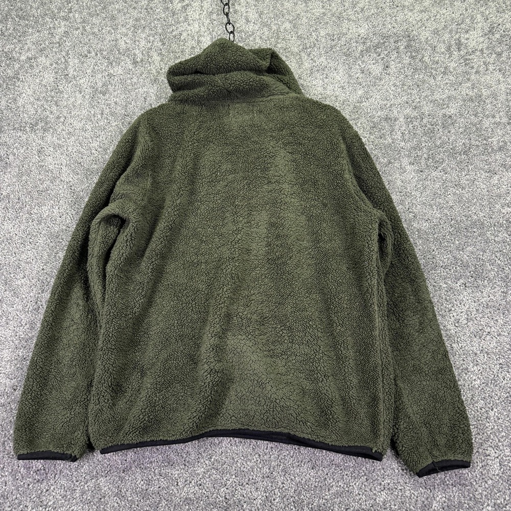 Boston Traders Hoodie Mens Medium Green Sherpa Fleece 1/4 Zip Pullover Kangaroo - Picture 2 of 7